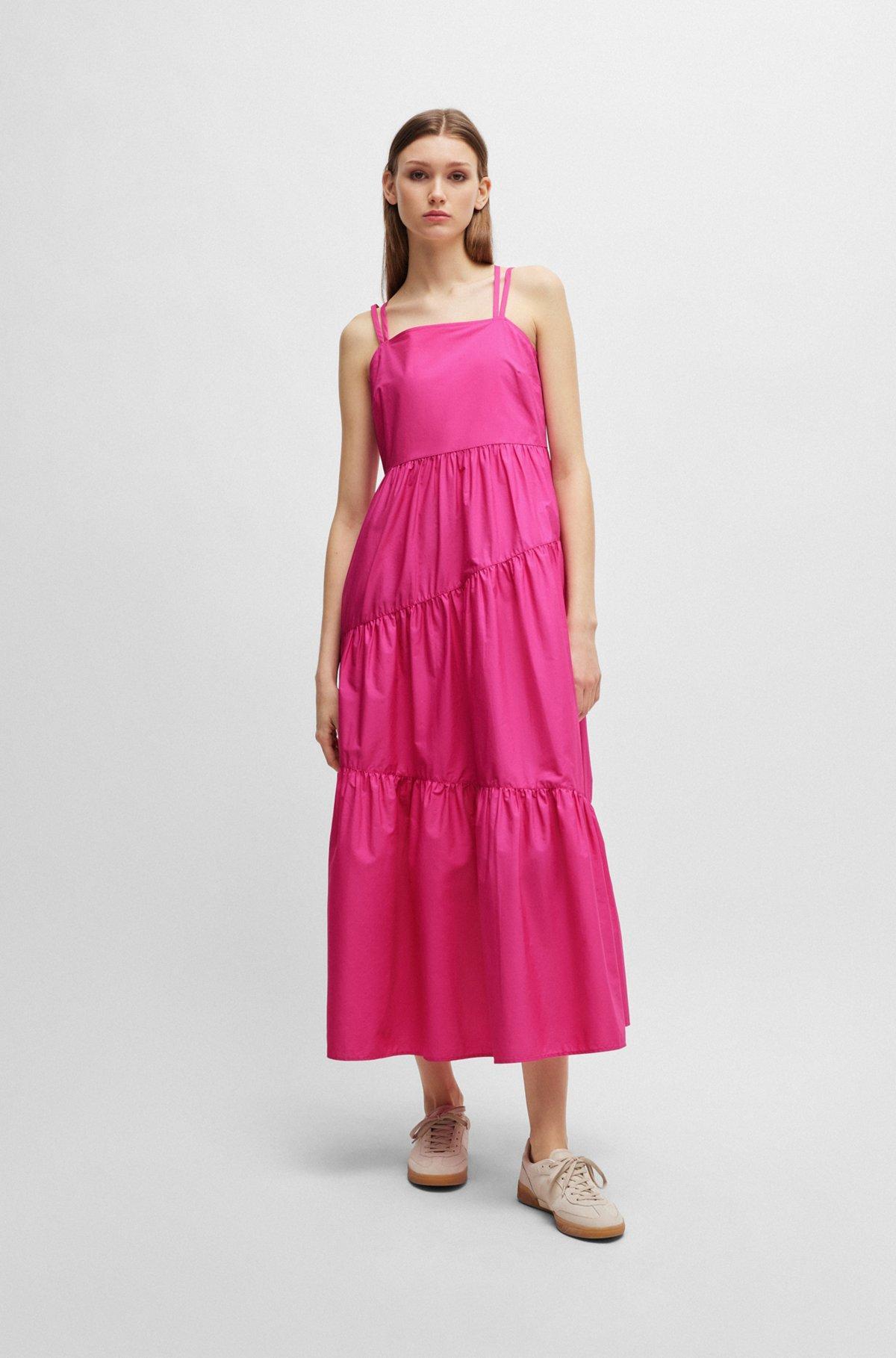 Maxi dress in cotton poplin with crossover straps Product Image