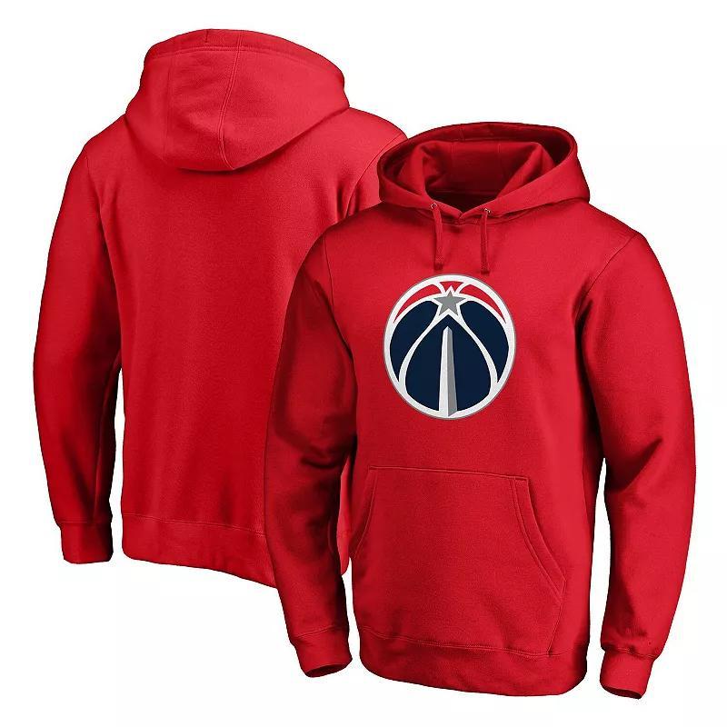 Mens Fanatics Branded Red Washington Wizards Icon Primary Logo Fitted Pullover Hoodie Product Image