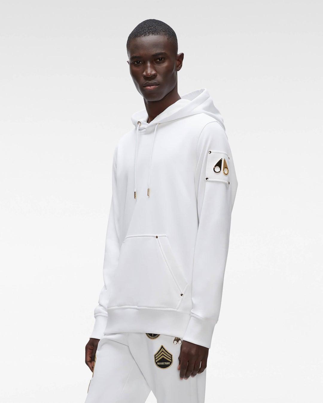 Moose Knuckles Mens Martense Hoodie in White Product Image