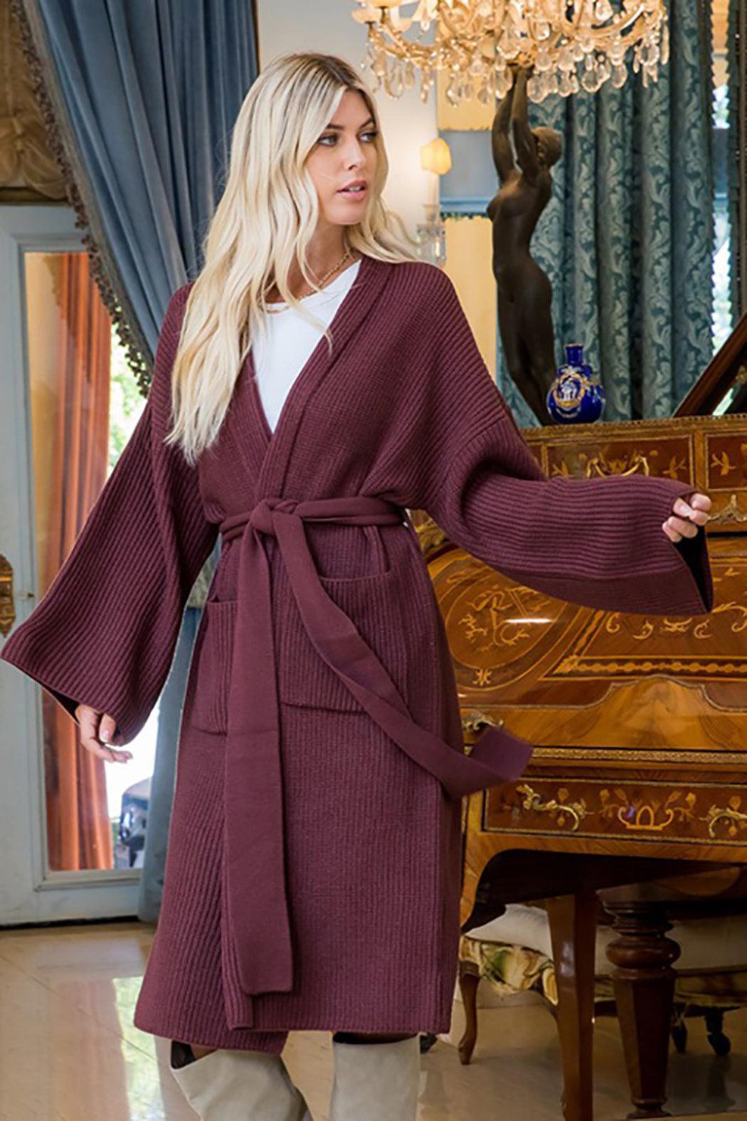 LONG SWEATER TIE FRONT CARDIGAN Female product image