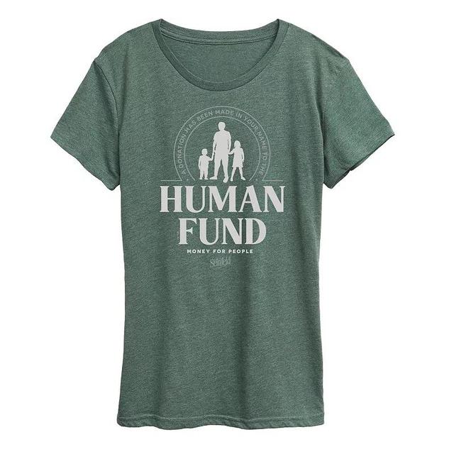 Womens Seinfeld The Human Fund Graphic Tee Grey Green Product Image