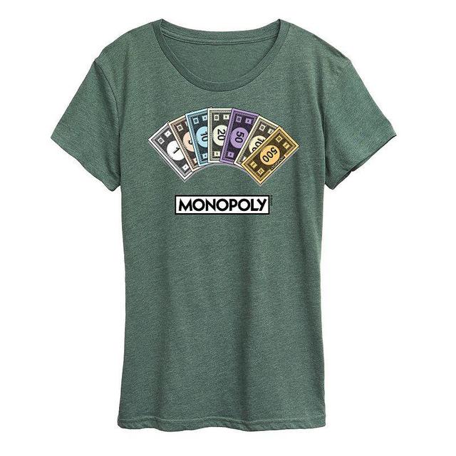 Womens Monopoly Money Stack Graphic Tee Grey Gray Product Image