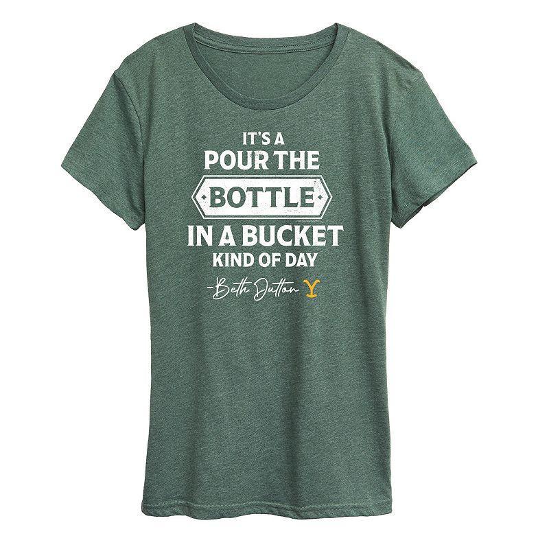 Plus Yellowstone Bottle In Bucket Day Graphic Tee, Womens Grey Green Product Image