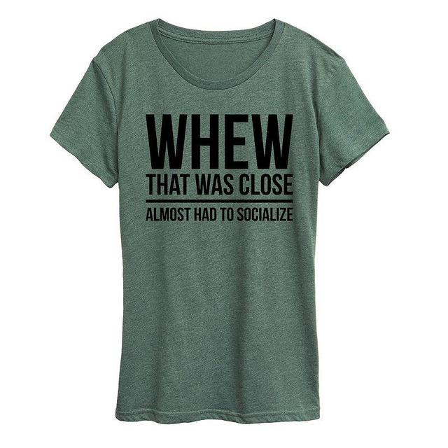 Womens Almost Had To Socialize Graphic Tee Grey Gray Product Image