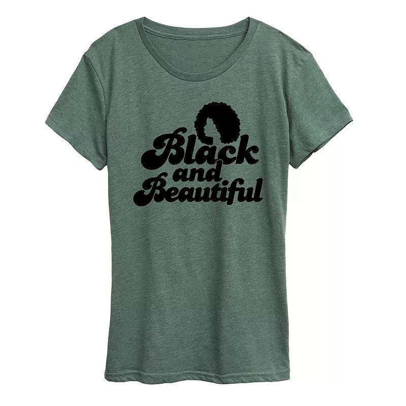 Plus Black and Beautiful Graphic Tee, Womens Green Product Image