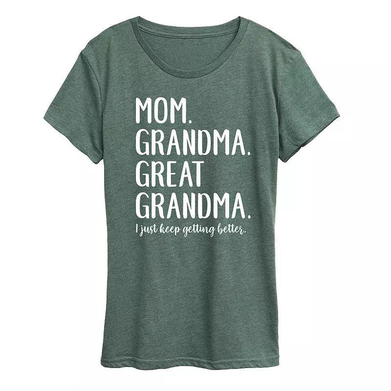 Womens Mom Grandma & Great Grandma Graphic Tee, Girls Grey Dark Red Product Image