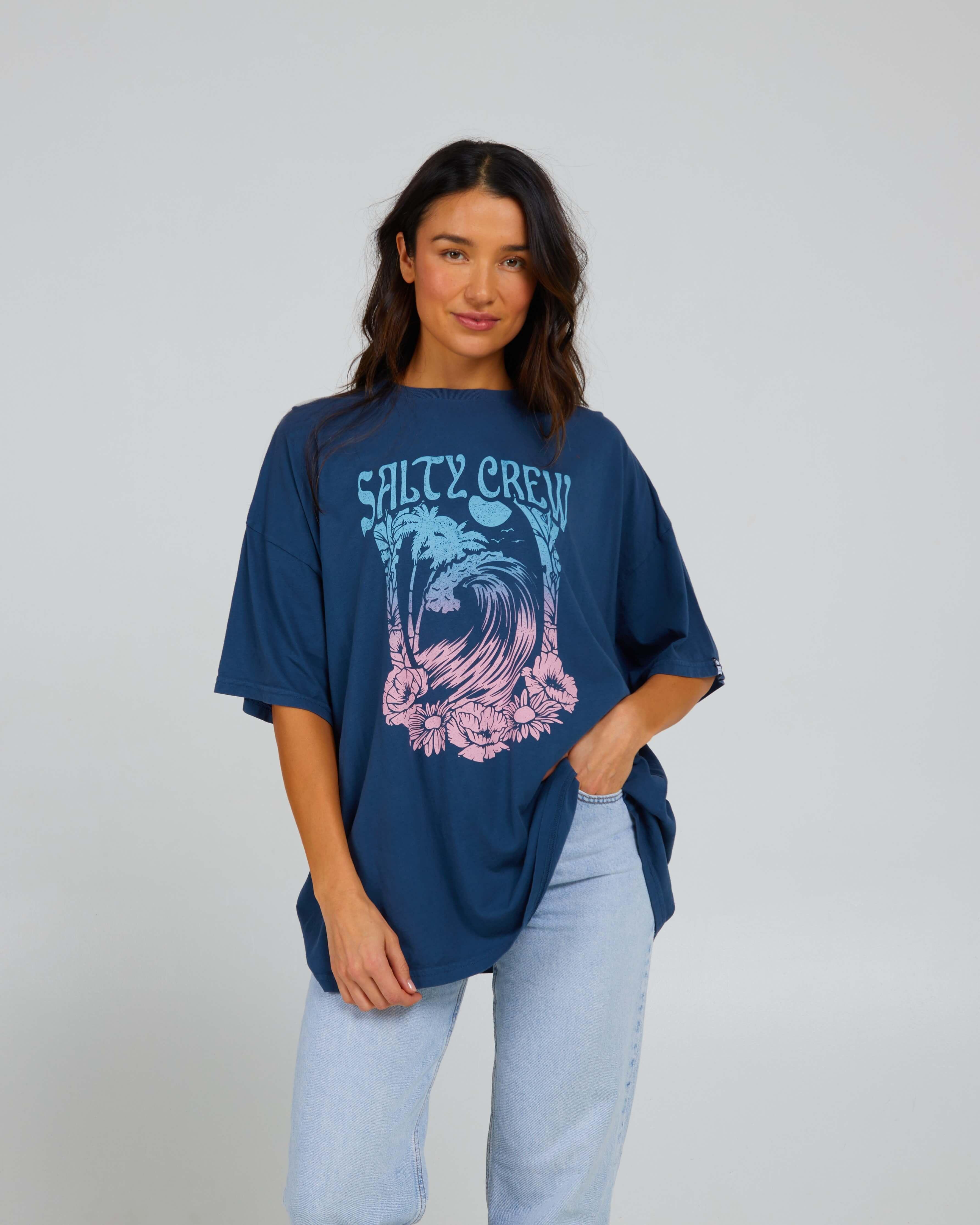 Big Wave Cover Up Tee - Denim Product Image