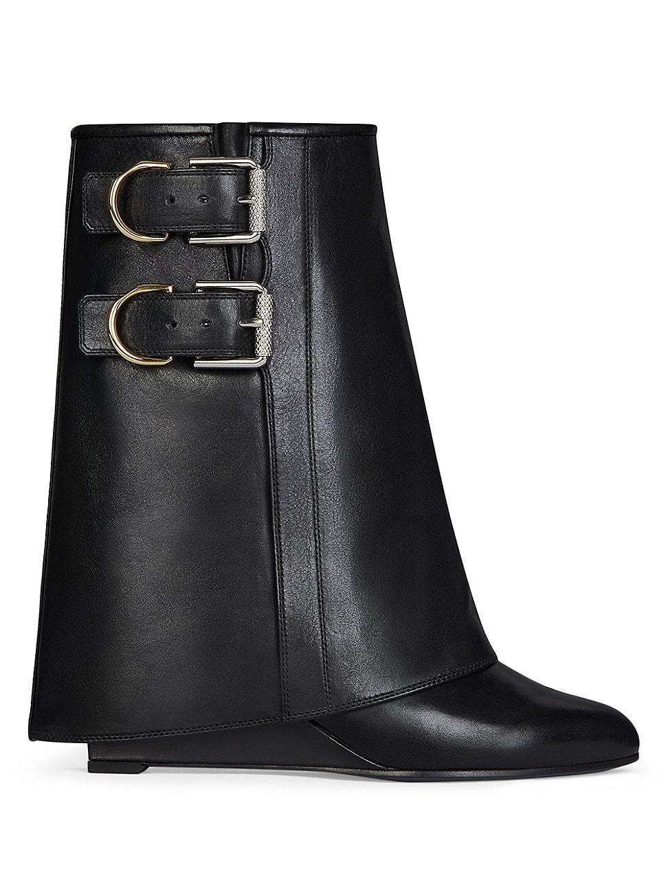 Womens Shark Lock Buckles Ankle Boots in Leather Product Image