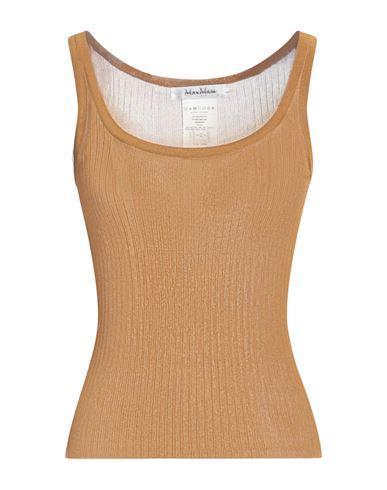 MAX MARA Woman Tank Top Camel Size M Silk In Beige Product Image