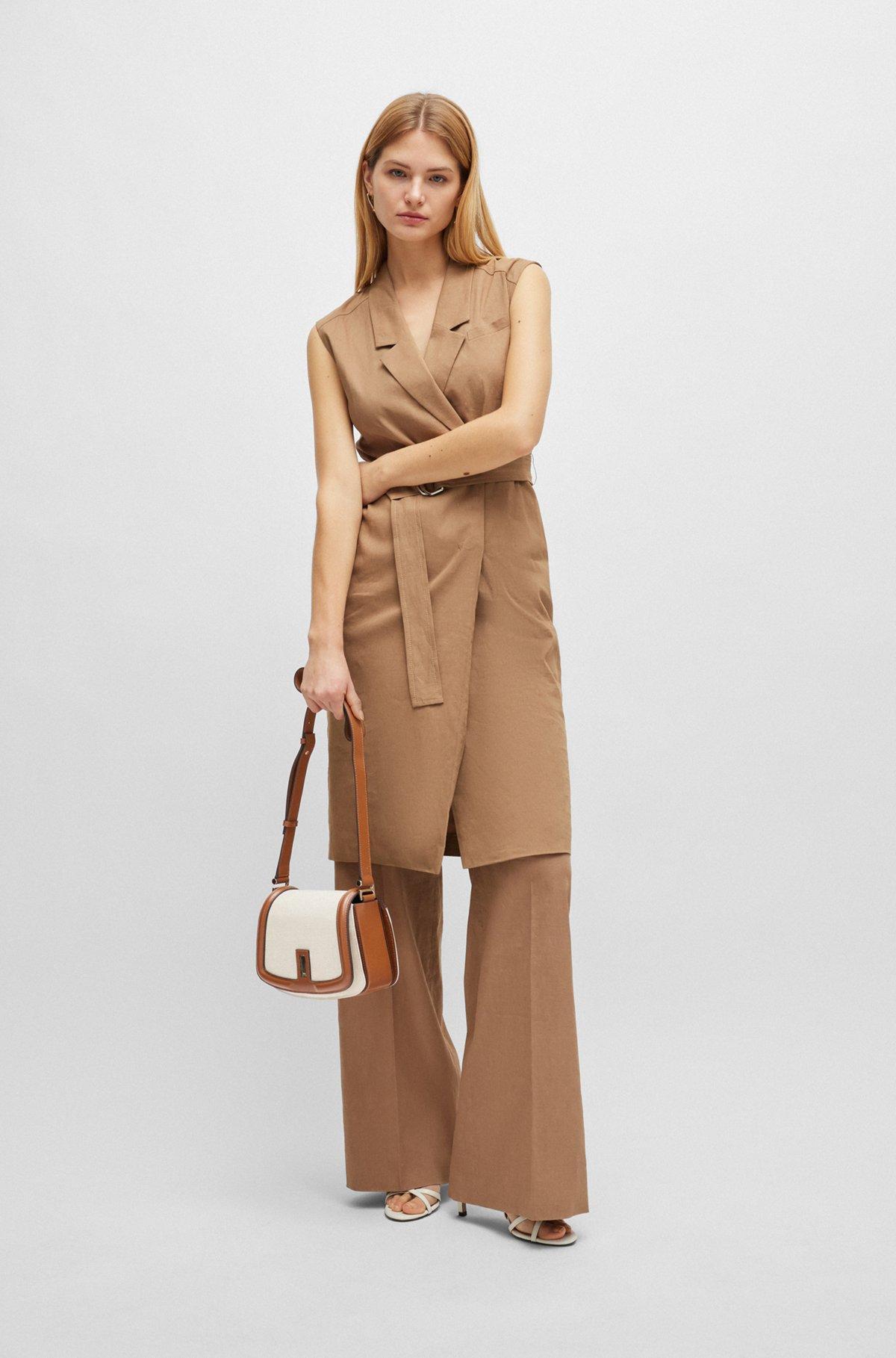 Belted wrap dress in a linen blend Product Image