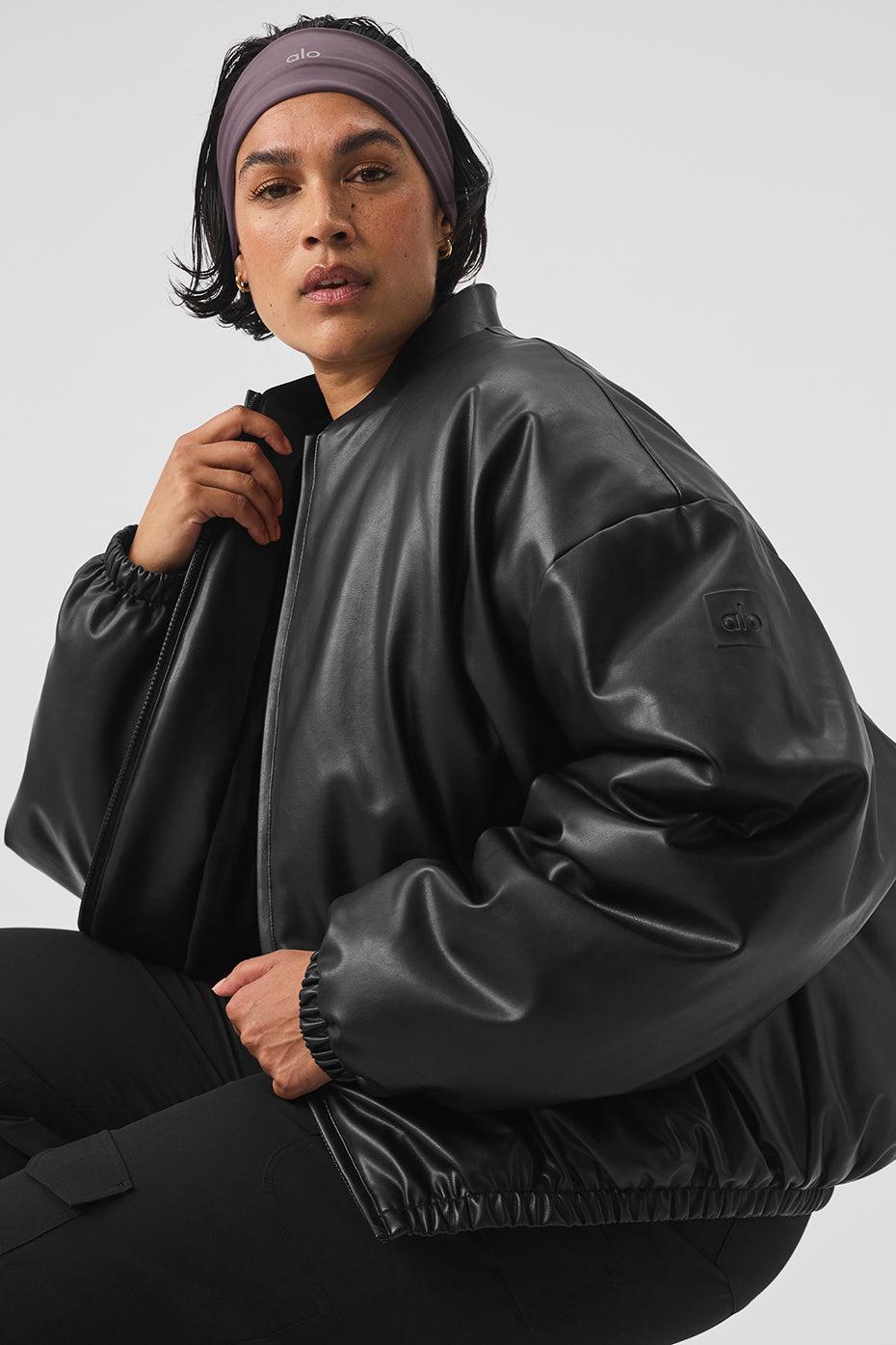 Faux Leather Premier Bomber - Black Female Product Image