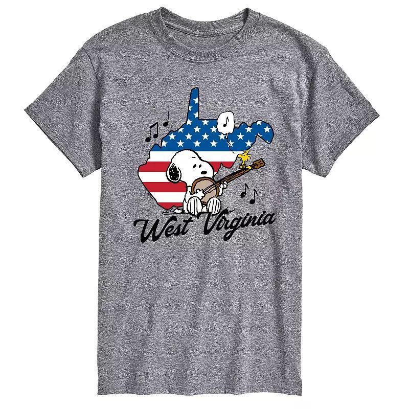 Mens Peanuts Snoopy West Virginia Americana Graphic Tee Grey Gray Product Image