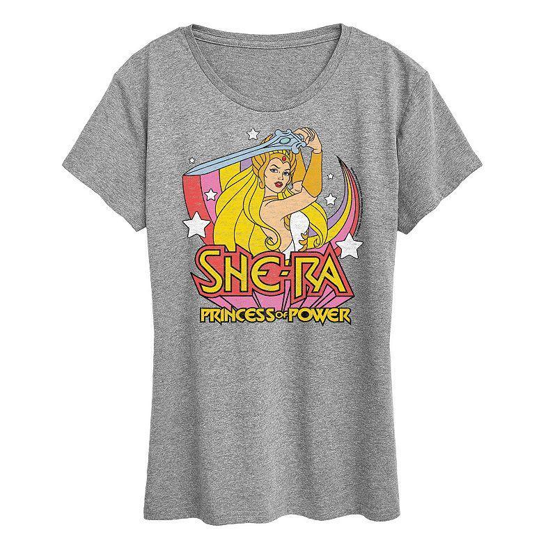 Womens She-Ra Sword Rainbow Graphic Tee, Girls Grey Blue Product Image