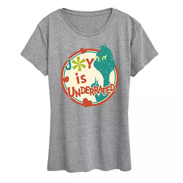 Womens Dr. Seuss The Grinch Joy Is Underrated Graphic Tee, Girls Grey Gray Product Image