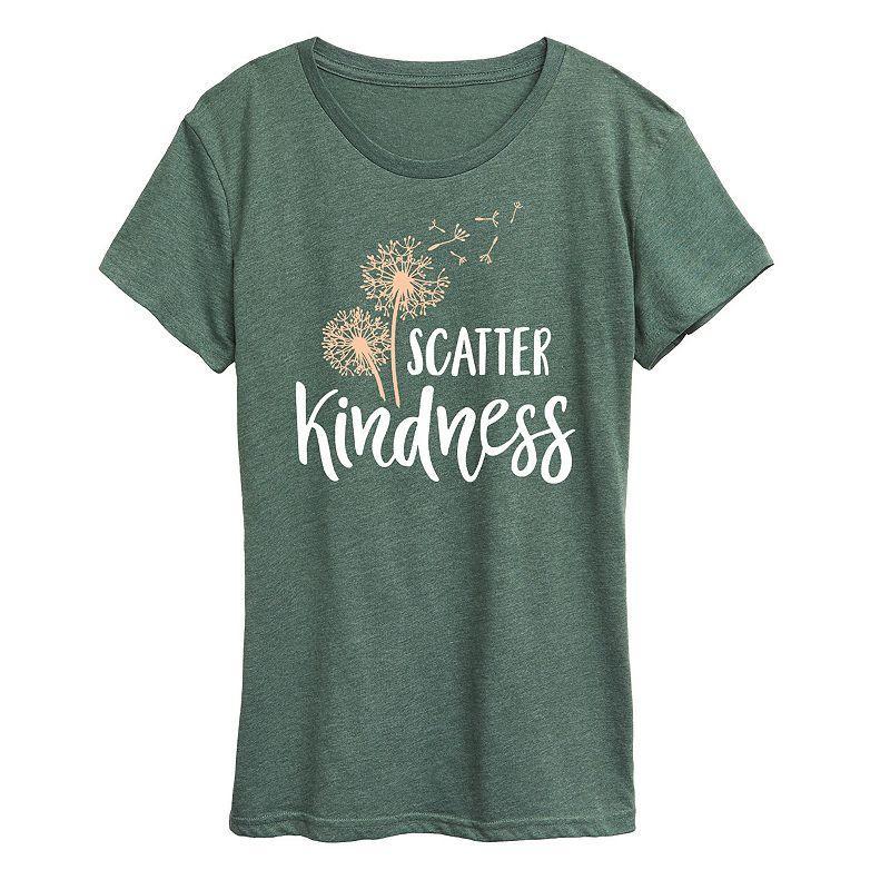 Instant Message Womens Womens Tee Shirts HEATHER Juniper Dandelion Scatter Kindness Graphic Tee - Women, Juniors, Plus & Petite Plus Product Image