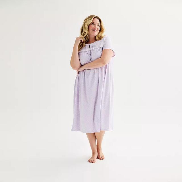 Plus Size Croft & Barrow Short Sleeve 1-Button Neck Pajama Gown, Womens Product Image