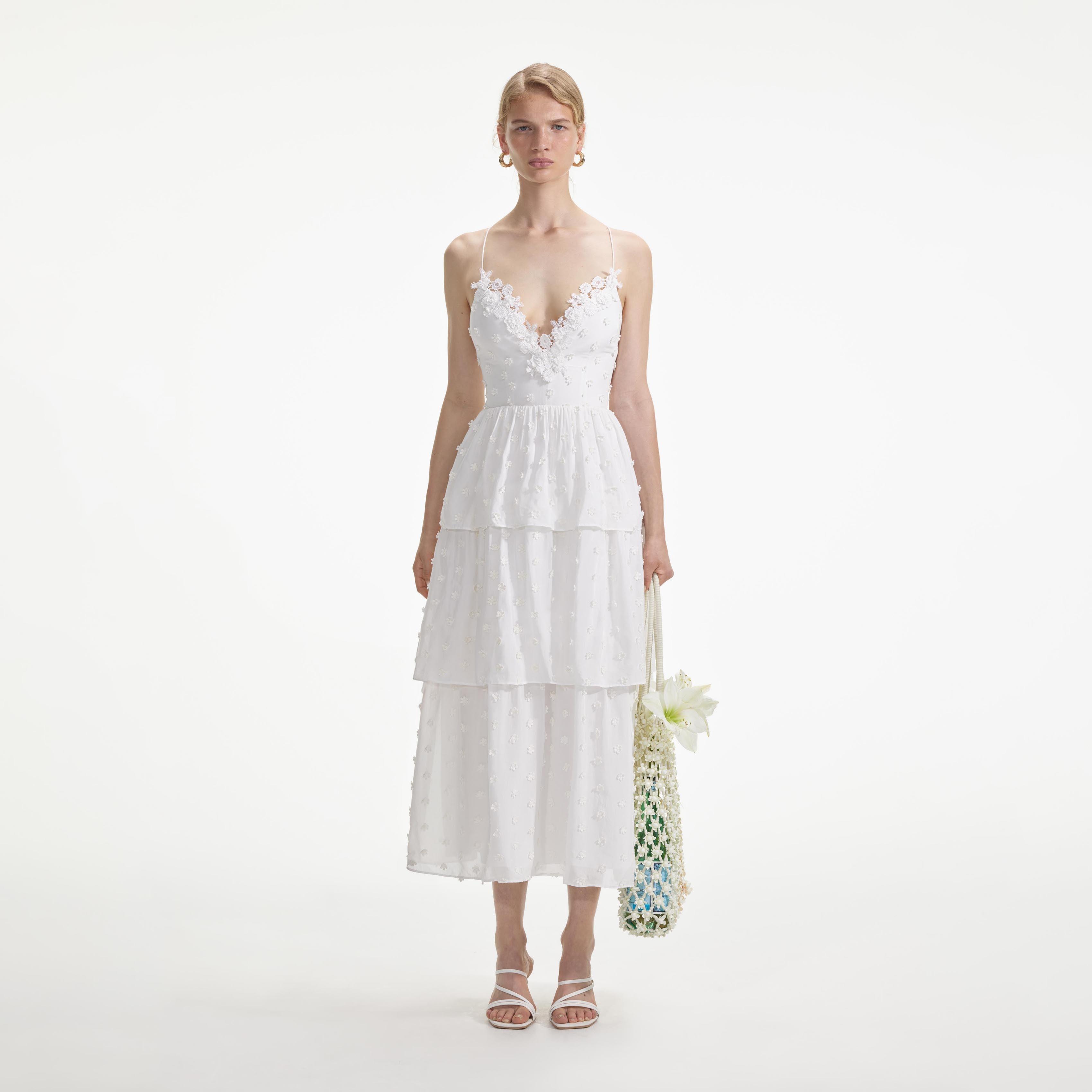 White Tie Back Midi Dress Product Image