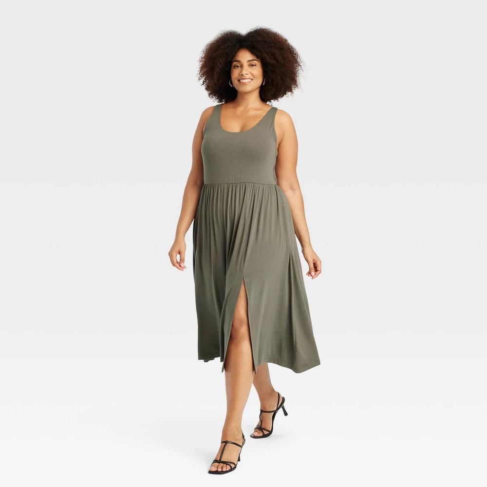 Womens Midi Ballet Dress - A New Day Olive 2X Product Image