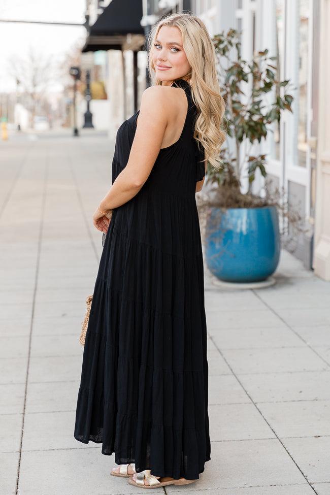 Twirl Me Around Black Halter Gauze Maxi Dress FINAL SALE Product Image