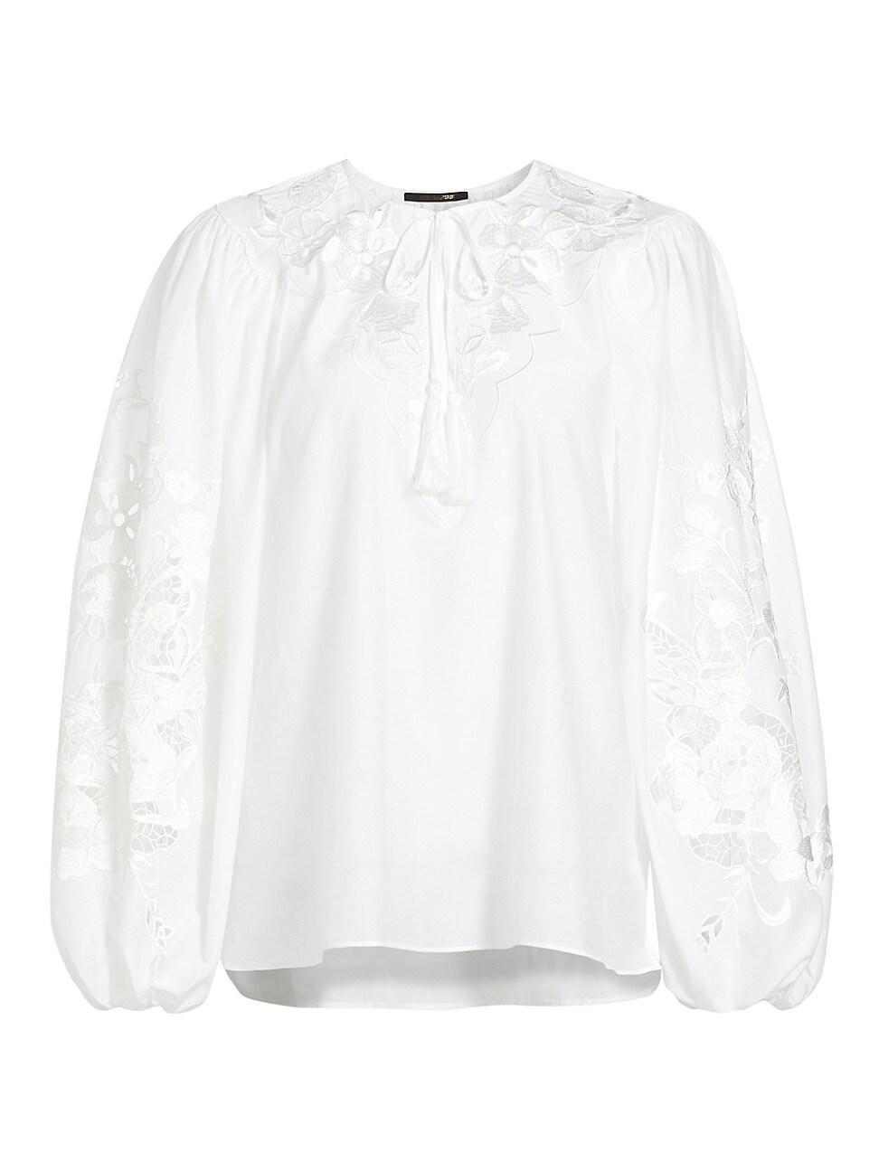 Womens Gloria Embroidered Cotton-Silk Voile Blouse product image