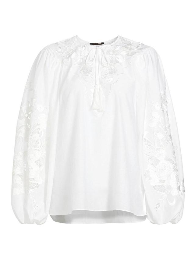 Womens Gloria Embroidered Cotton-Silk Voile Blouse Product Image