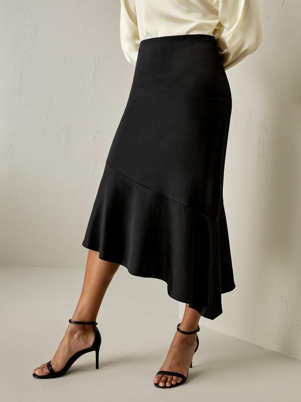 Silk Asymmetrical Fishtail Skirt Product Image