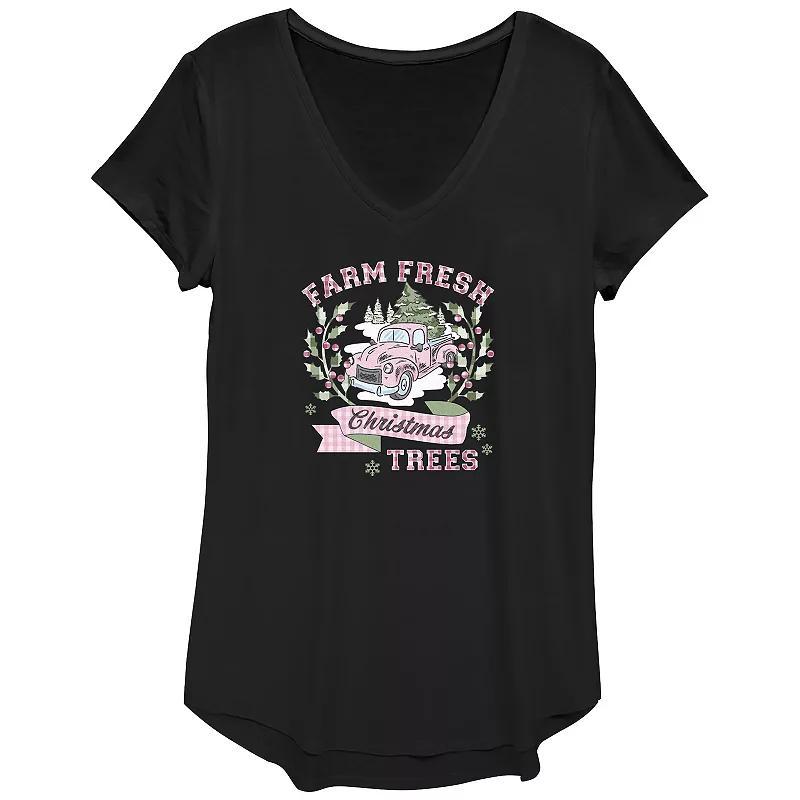 Womens Farm Fresh Christmas Trees Graphic Tee Product Image