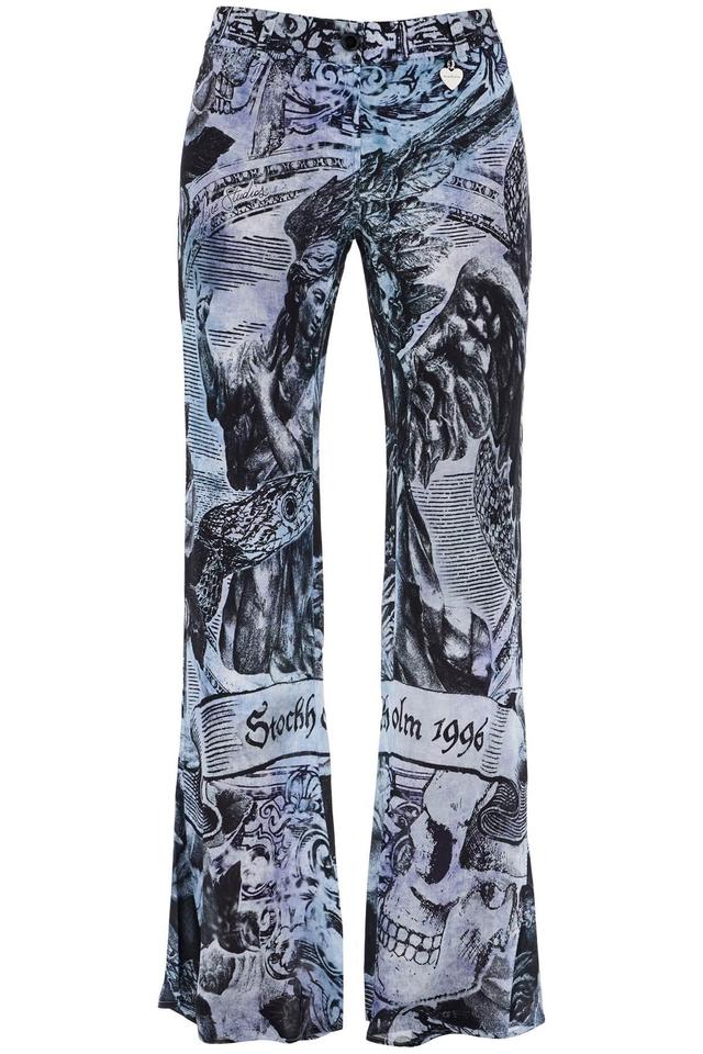 ACNE STUDIOS Printed Crepe Flared Pants In Burgundy Product Image