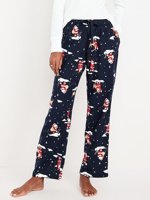 Mid-Rise Printed Flannel Pajama Pants Product Image