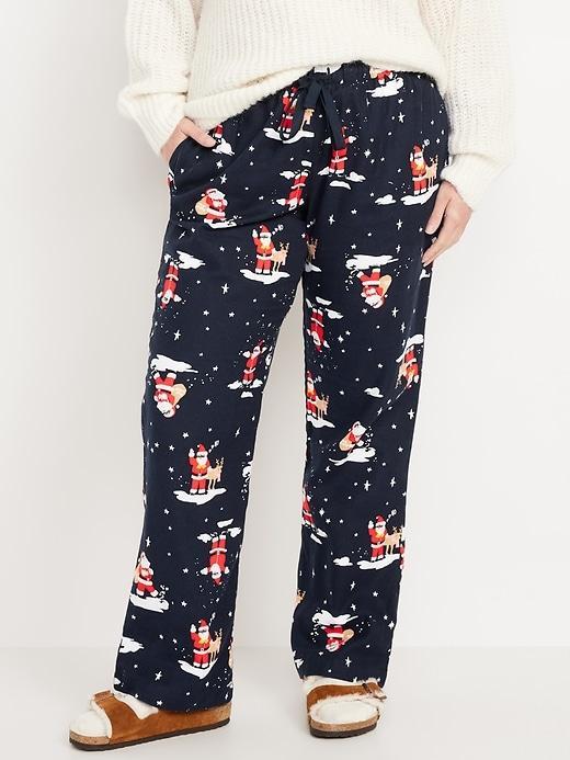 Mid-Rise Printed Flannel Pajama Pants Product Image