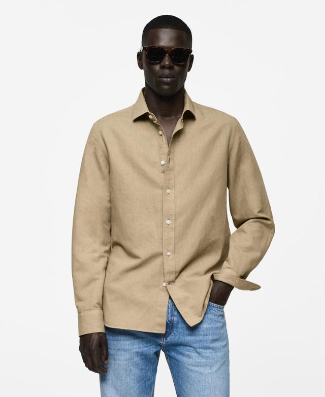 Mango Mens Slim Fit Linen Blend Shirt Product Image