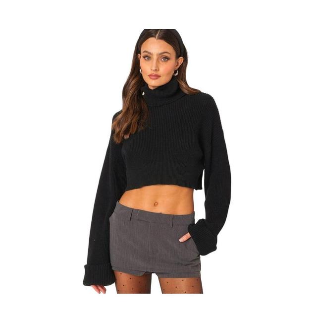 Edikted Oversized Turtle Neck Cropped Sweater Product Image