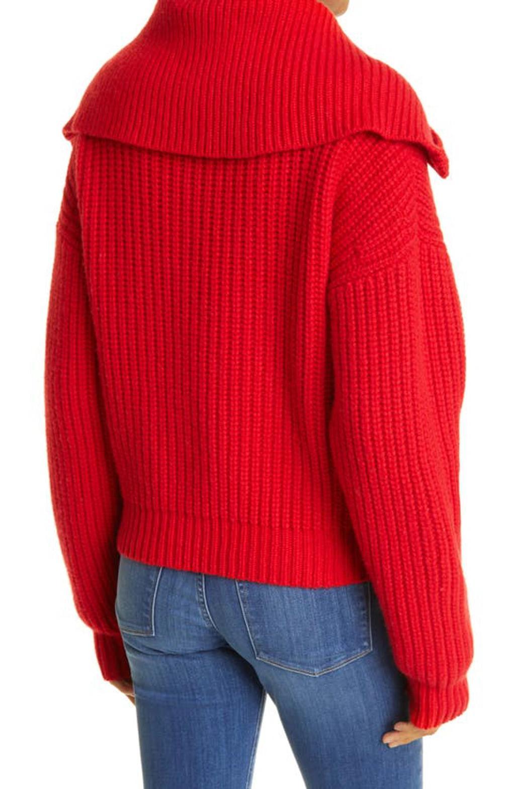 Half Zip Rib Knit Sweater In Red Product Image