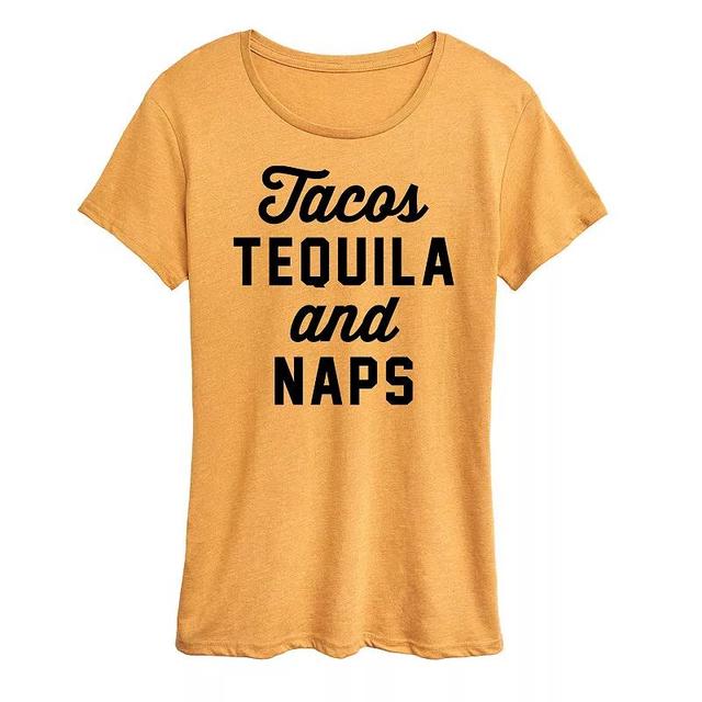 Womens Tacos Tequila And Naps Graphic Tee Grey Gray Product Image