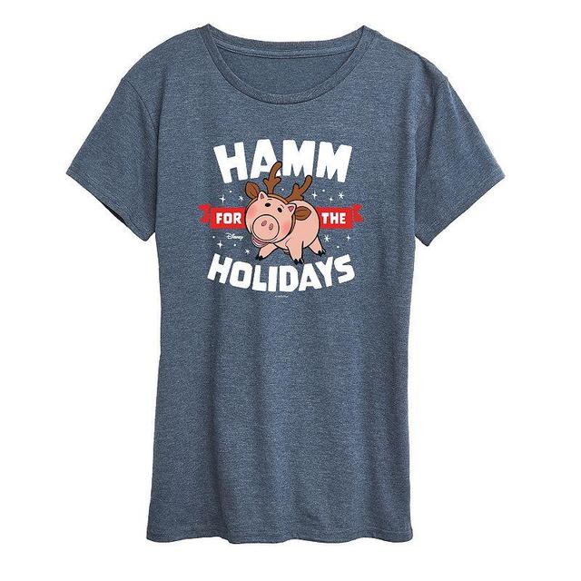 Disney / Pixars Toy Story Womens Hamm For The Holidays Graphic Tee, Girls Grey Blue Product Image