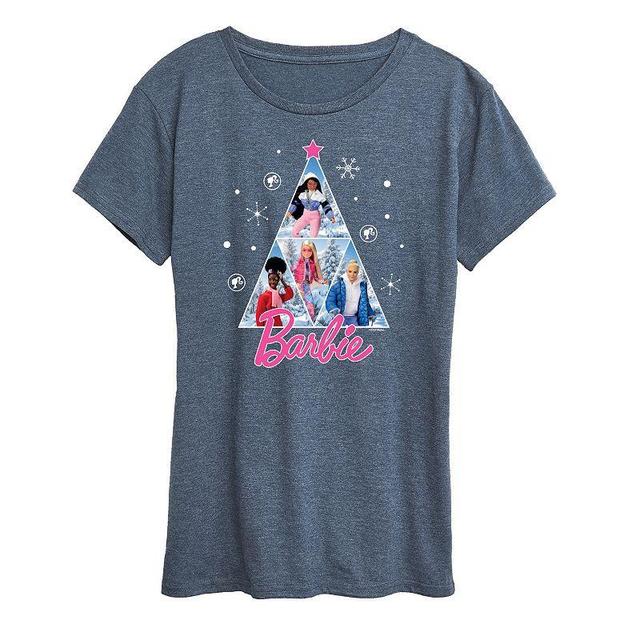 Womens Barbie Winter Holiday Graphic Tee, Girls Grey Blue Product Image