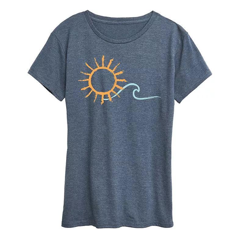 Instant Message Womens Womens Tee Shirts HEATHER Blue Brushstroke Sun & Wave Graphic Tee - Women, Juniors, Plus & Petite Plus Product Image