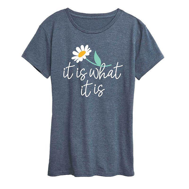 Womens It Is What It Is Graphic Tee, Girls Grey Blue Product Image