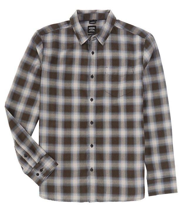 prAna Los Feliz Weathered Blue Flannel Long Sleeve Organic Materials Woven Shirt Product Image