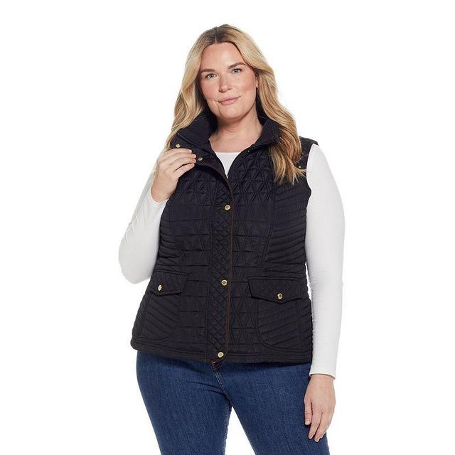 Plus Size Weathercast Faux Suede Trim Quilted Vest, Womens Product Image