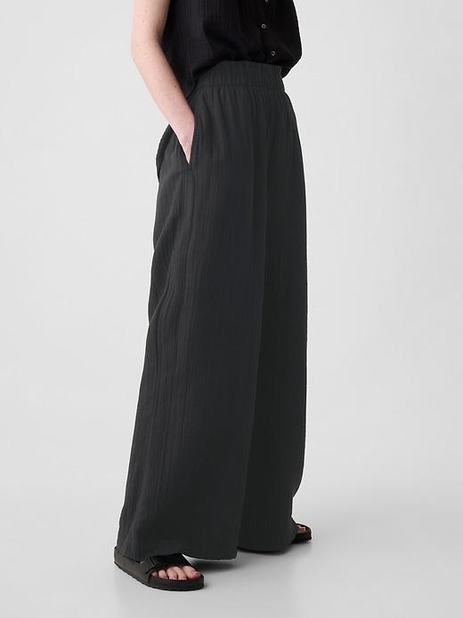 Mid Rise Crinkle Gauze Wide-Leg Pants Product Image