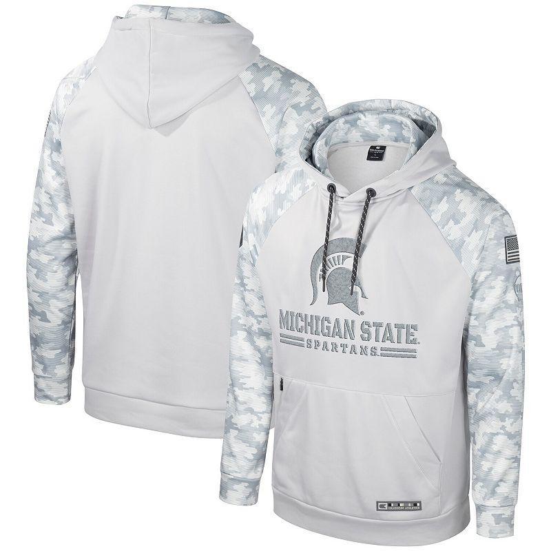 Mens Colosseum Gray Michigan State Spartans OHT Military Appreciation Ice Raglan Pullover Hoodie Grey Product Image