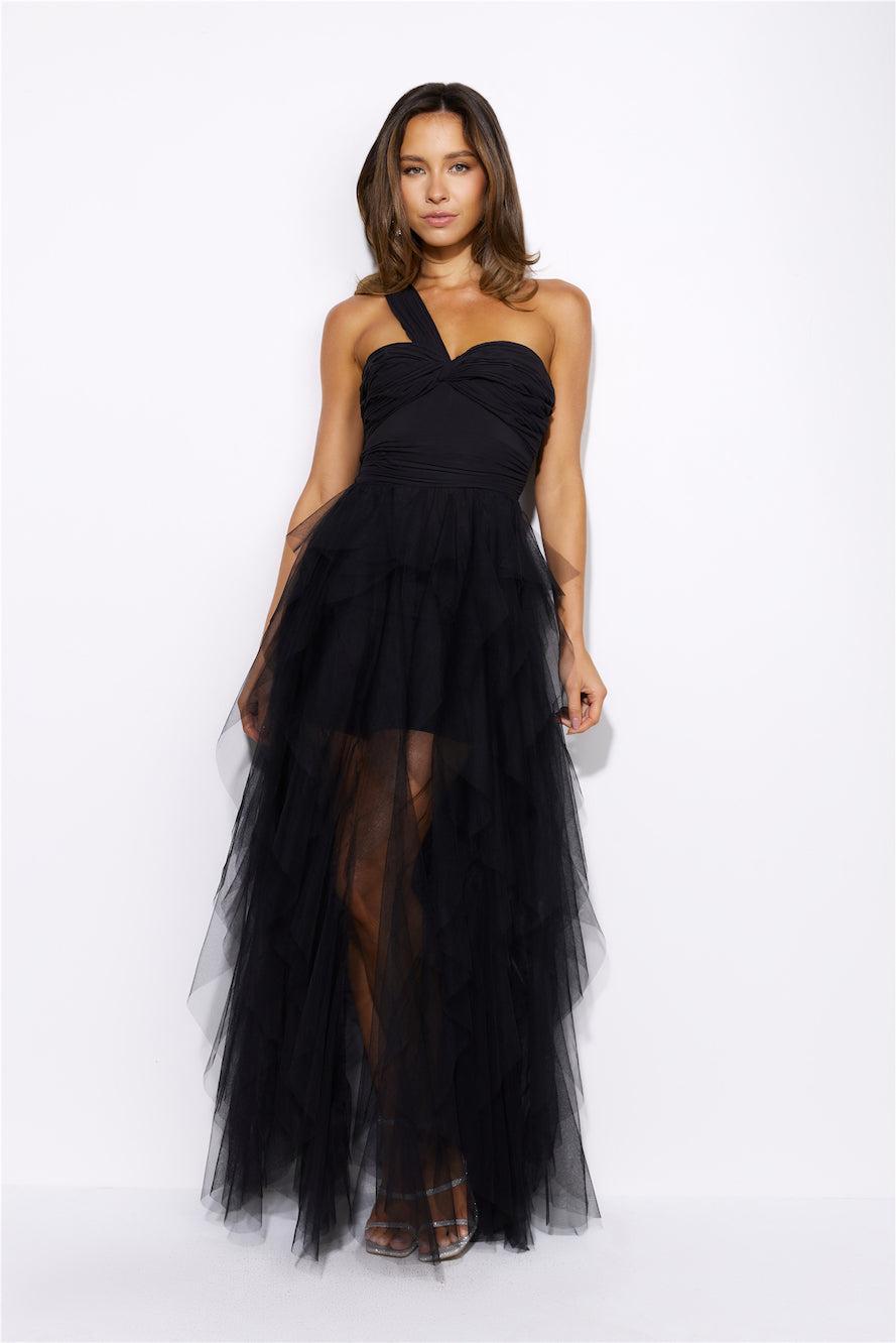 Lavish Style Tulle Maxi Dress Black  Product Image