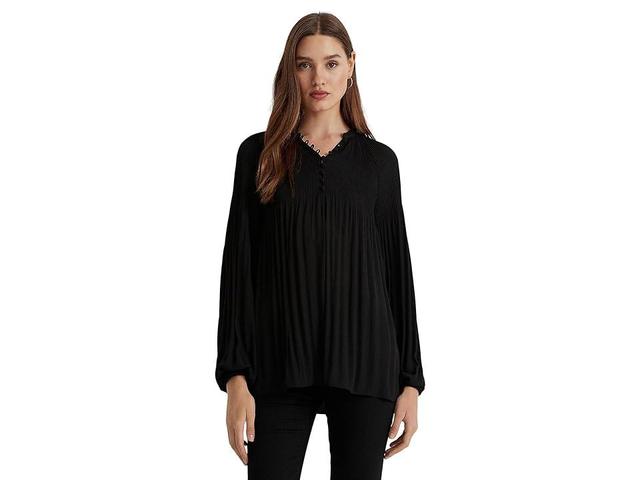 Lauren Ralph Lauren Pleated Georgette Blouse (Polo ) Women's Blouse Product Image