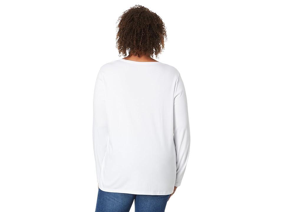 L.L.Bean Plus Size Pima Shaped V-Neck Tee Long Sleeve Women's Clothing Product Image