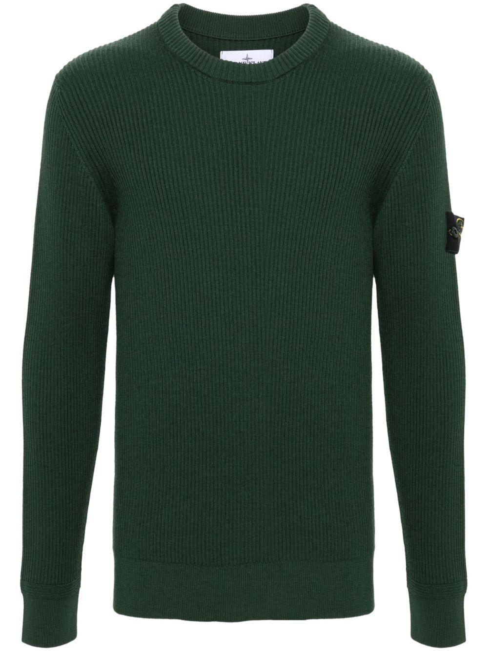 STONE ISLAND Compass-badge Sweater In Green Product Image