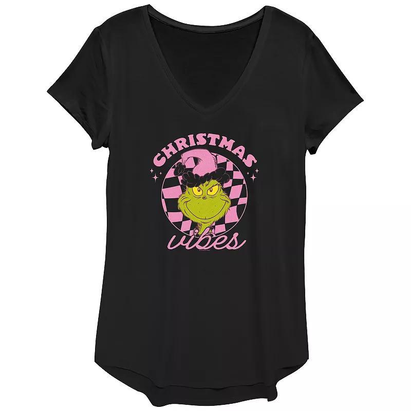 Womens Dr. Seuss Grinch Christmas Vibes Graphic Tee Product Image