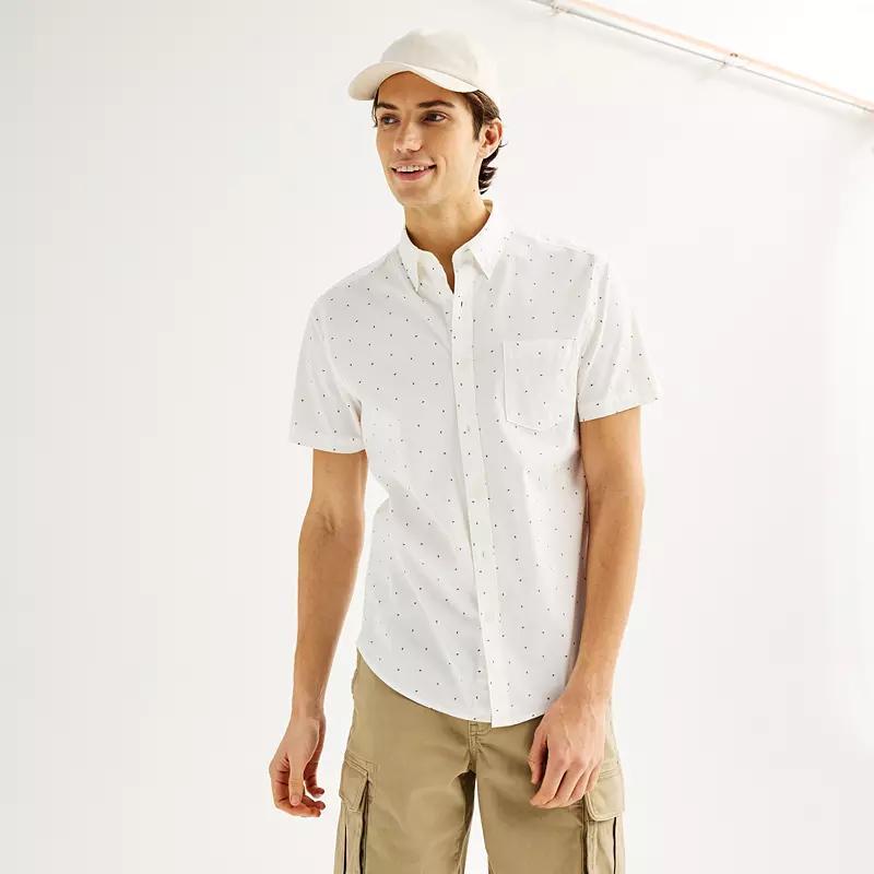 Mens Sonoma Goods For Life Short Sleeve Perfect Length Button Down Shirt Product Image