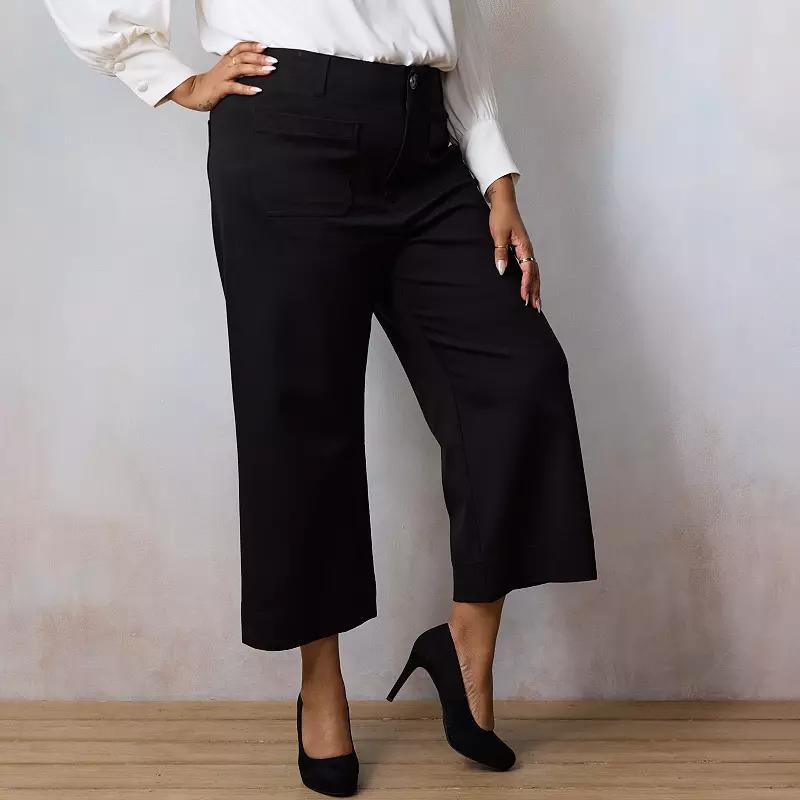 Plus Size LC Lauren Conrad Super High Rise Wide Leg Cropped Pants, Womens Product Image