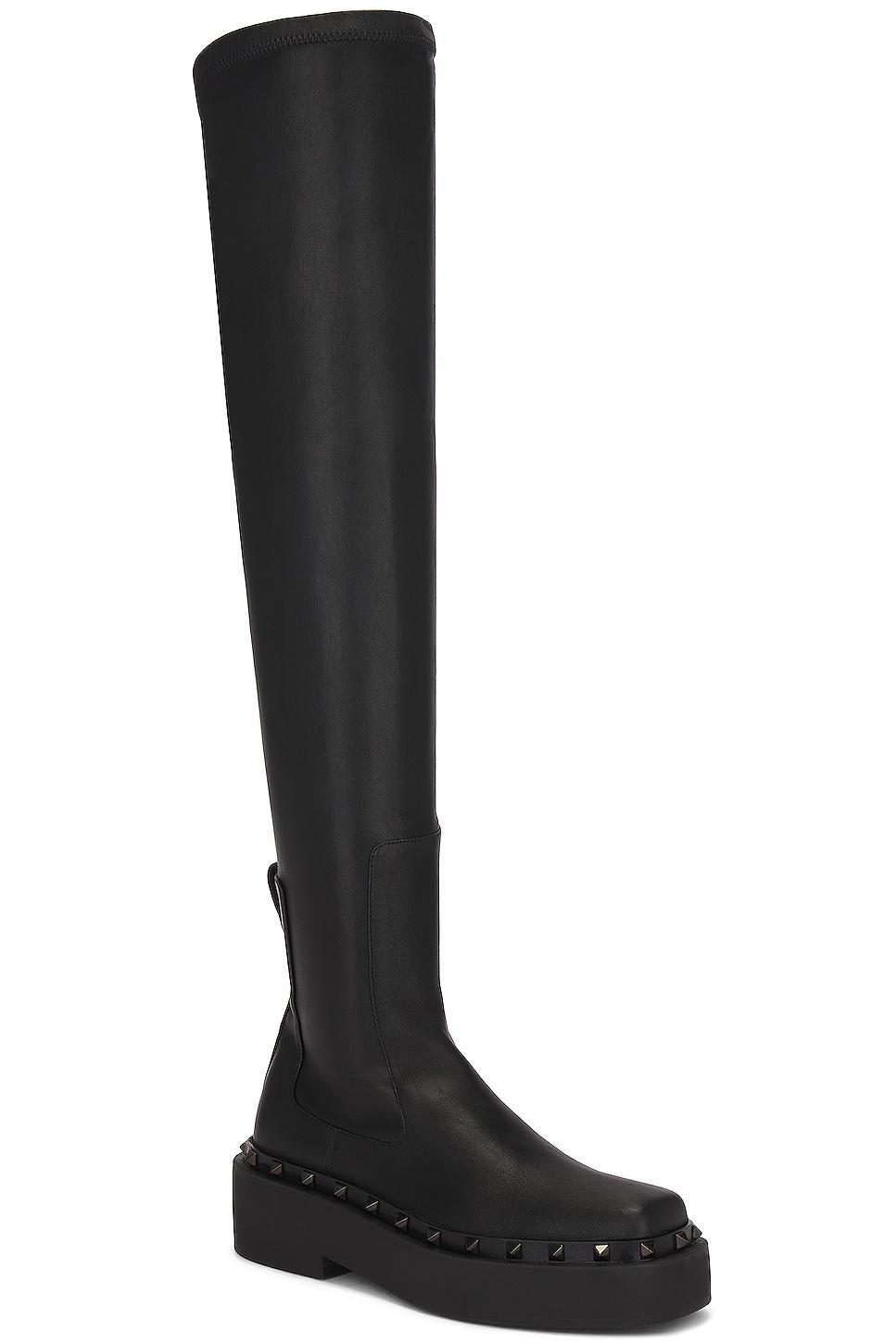 Valentino Garavani Rockstud M-Way Over The Knee Boot in Black Product Image